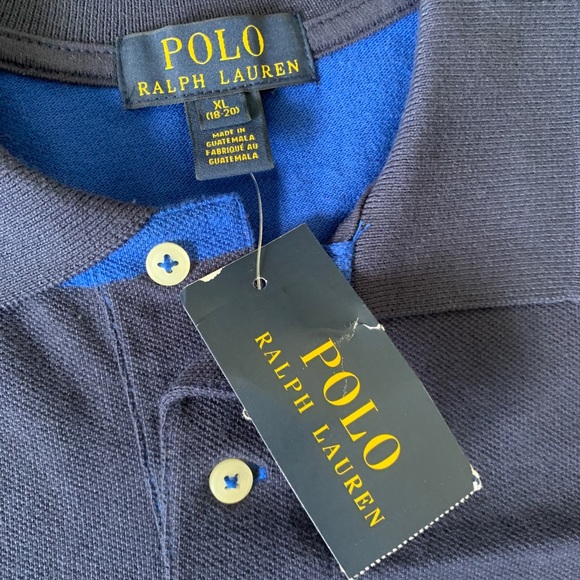 Polo Ralph Lauren striped Navy & Blue polo Small - Picture 3 of 4